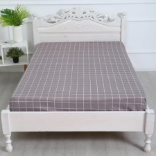 Bishop on the elastic band ATRA 140x200x20, tattersol gray-bezh whiz 120g/m, HL100%