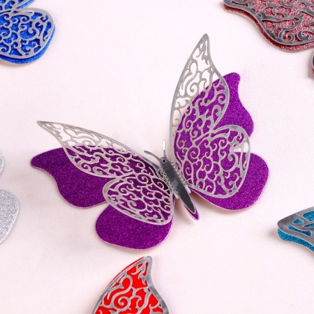 Set for decorating "butterflies", silver layer, 12 pieces, color mix-1