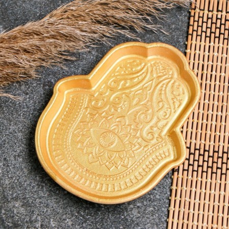 Bowl stand "palm" gold, 15x12cm-1