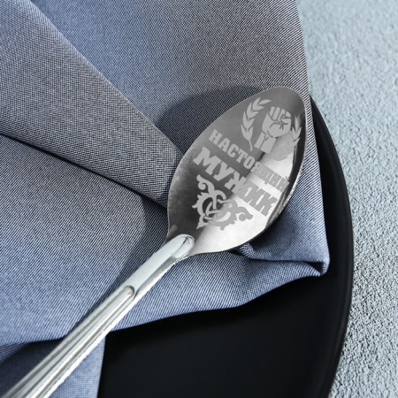 A teaspoon spoon with an engraving “real man”, on a gift card, 3 x 14 cm.-7