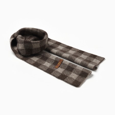 Mongol wool of chocolate "chess", gray/brown color
