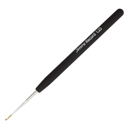 Imra Record hook for thin yarn, soft handle, steel, 1.25 mm-1