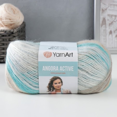 Yarn "Angora Active" 20% wool, 80% acrylic 500m/100g (852 bir-cream-white)-4