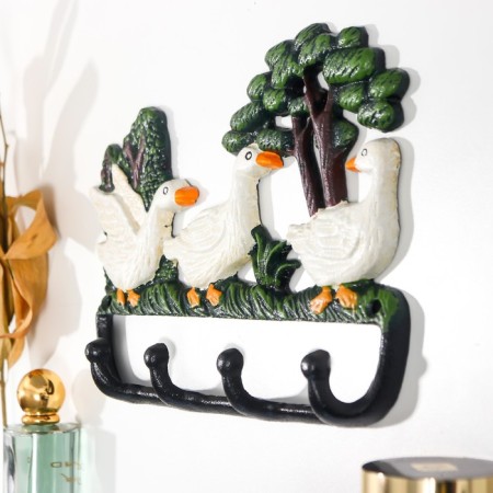 Hooks decorative cast iron "Three white goose" Color 20x3x24 cm-1
