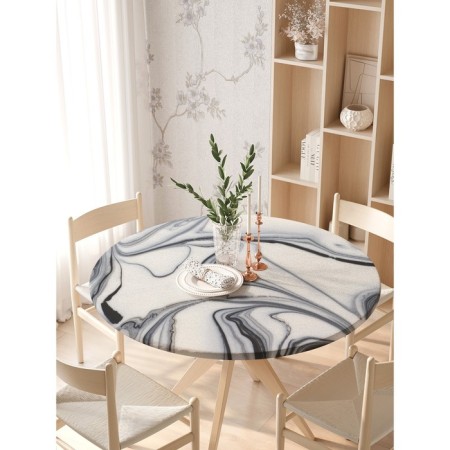 The tablecloth “Skinali marble”, round, oxford, elastic band, size 140x140 cm, diameter 105-120 cm-1