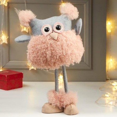 Interior doll "owl in pink curly coat" 42x15x19 cm
