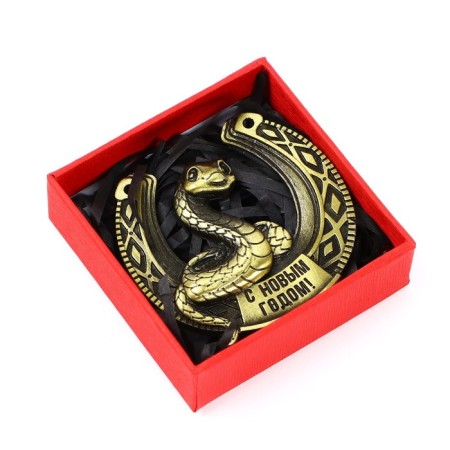 New Year's horseshoe in the box "New Year: Happy New Year", 5.5 cm-4