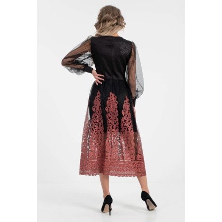Female dress, size 42, black color, pink-6