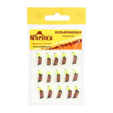 Mormyshka Wolfram Marlin’s Curs, 3 mm, 1.5 g, black + cube lemon UV, 15 pcs.-1