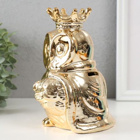 Pigger Ceramics "Eagle owl in the crown and mantle" gold 12x12x18.5 cm-1