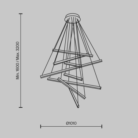 Suspension lamp Maytoni Mod016PL-L96GK, LED, 90 W, 1010x3200 mm, 2900 lm, gold-4