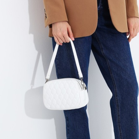 Bag Cross-Bodi with a zipper, white color-6