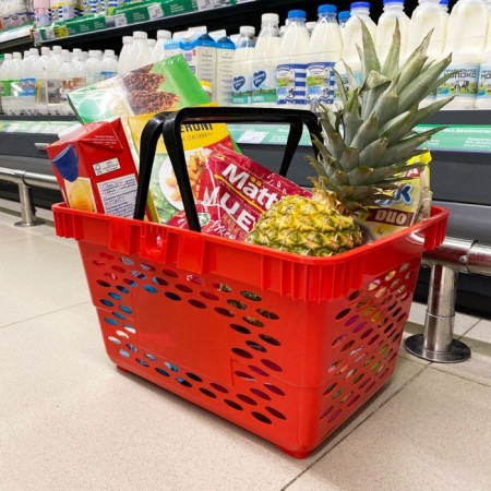 Basket plastic basket, 20 l, 2 plastic handles, red color-2