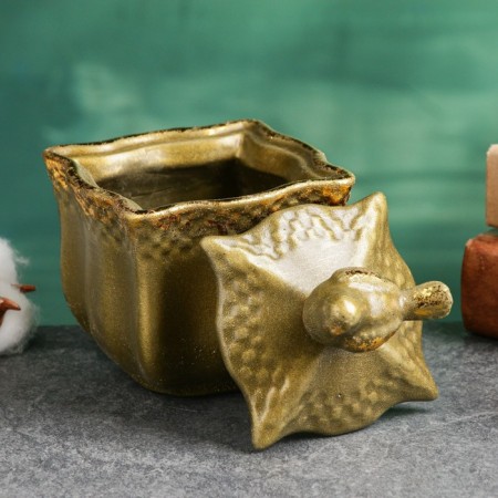 Casket "Bird on the lid" bronze with gilding, 11x8cm-1