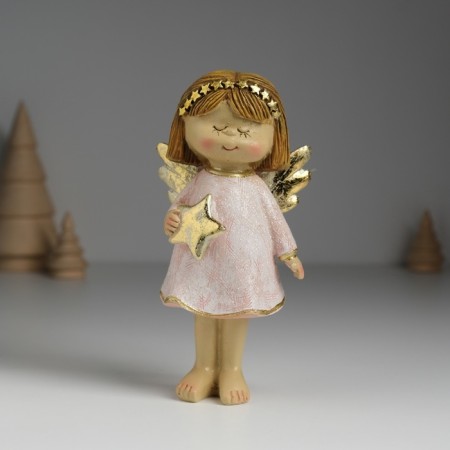Polystone souvenir "Angel in a pink shirt with an asterisk" 6.5x5x13.5 cm