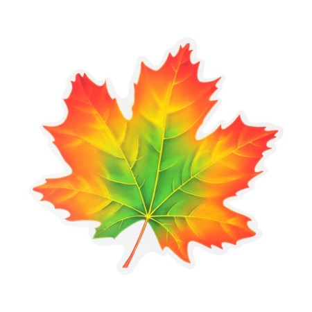 Decoration on the adhesive tape "Maple leaf" Green, orange, 18x18 cm