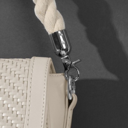 Handle for a bag, rope, 60 × 1.5 cm, with carbines, cream/silver color-4