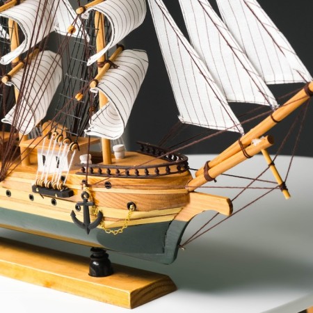 Ship "Odyssey" with white sails, green-brown corps, 58*8*48cm-9