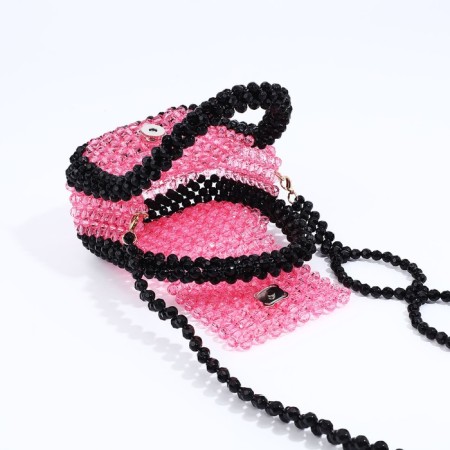 Bag-clate on magnet, long belt, pink color-4
