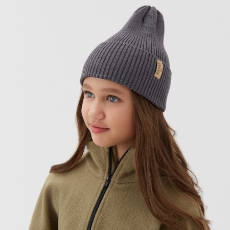 Children's hat minku, rr 48-52, color gray-melange-3