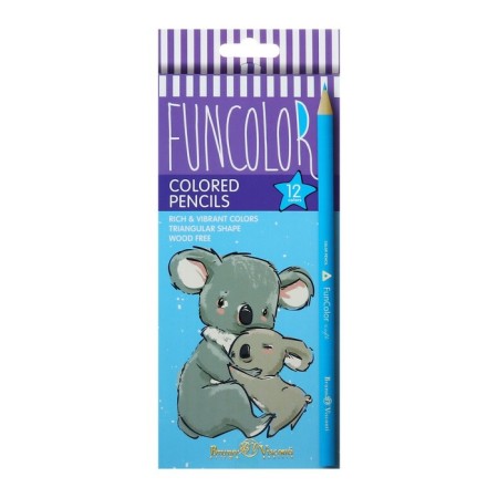 Pencils 12 colors Funcolor, plastic, three -sided, mix-6