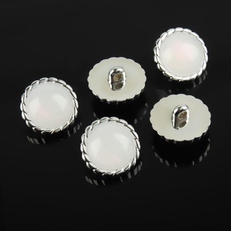 A set of buttons on the leg, d = 21.5 mm, 5 pcs, white/silver color-1