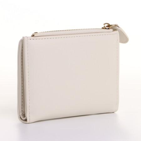 Women's wallet on the button, beige color-1