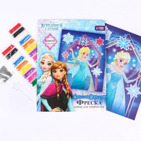 Set for creativity: fresco sand with sparkles (9 colors), "Elsa", cold heart