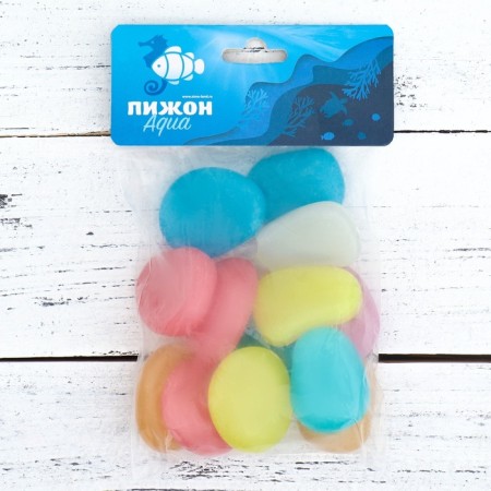 Decorative stones for the aquarium, luminous, 45 mm, 200 g, mix-3