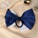 Hair elastic band "Schoolgirl" Balt flower and cell, 12 cm, white-blue