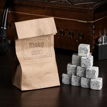 Whiskey stones "Whiskey Stones", in craft package, natural steat, 10 pcs