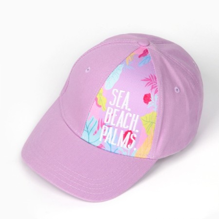 Women's cap. Beach. Palms, pink color, rr 56-4