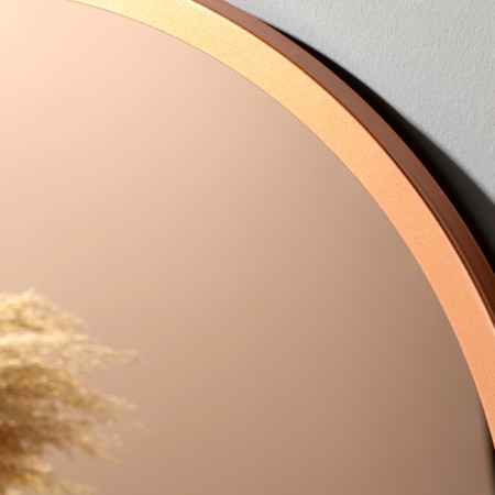 Wall mirror in a round case made of metal, d = 60, copper ruby-1