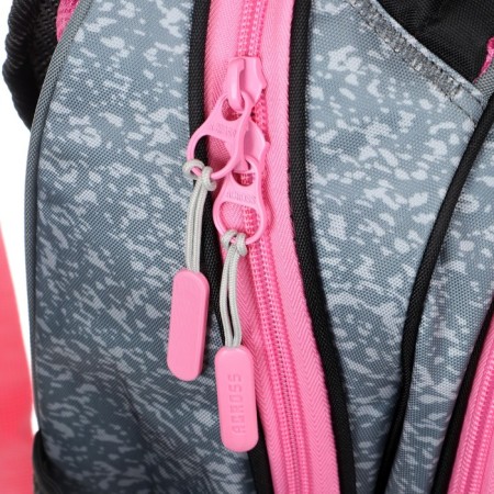 Frame backpack 39 x 29 x 17 cm, Across 410, filling: bag, pencil case, gray/pink ACR22-410-11-11