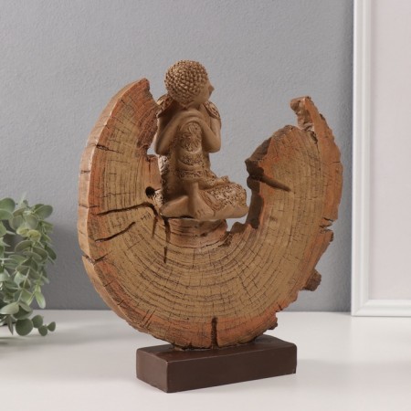 Souvenir Polystone "Buddha relaxed in the context of a tree" 6.5x27x27 cm-1