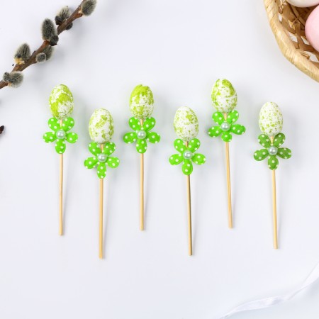 Swap eggs flower green, set 6 pcs.-1