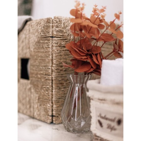 Flower composition "Eucalypt" in a bottle vase, orange / transparent color-7