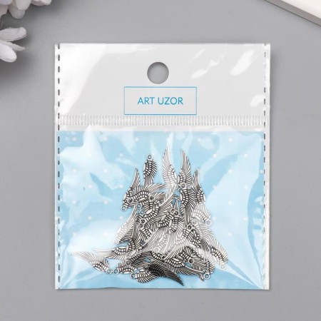 Decor metal for creativity "Wing Angel" silver (A1263) 1.7x0.5 cm-3