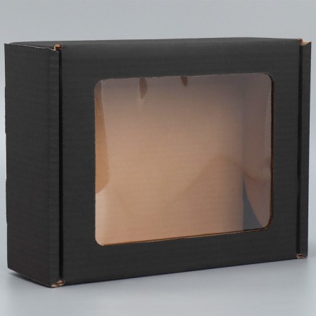 Box a gift team with a window, packaging, “black” 27x10x21 cm-1