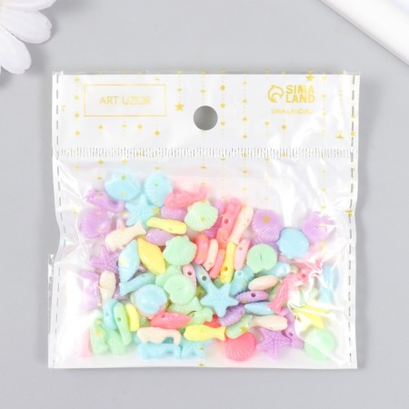 Beads for creativity plastic "Sea. Pastel colors" set 78 pcs 15 g 1x1 cm-4