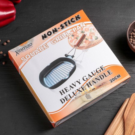 Hril frying pan "White", d = 20 cm, wooden handle, induction, black color-5