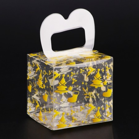 New Year. Box gift New Year folding PVC "Christmas trees" 5 x 5 x 5 cm.