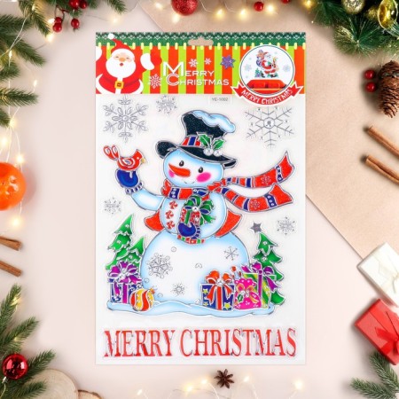 Stickers on the windows "New Year" snowman, 38 x 22 cm-1