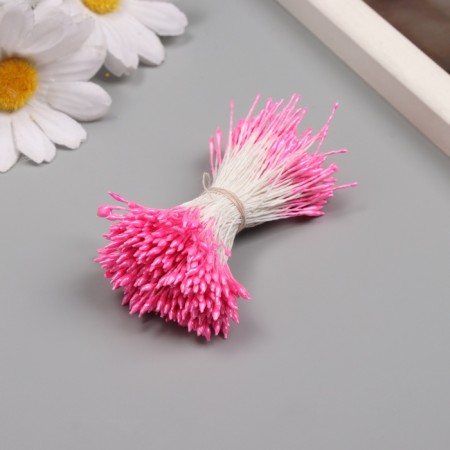 Stamens for artificial flowers gloss "risinki" bright pink set 360 pcs length 6 cm