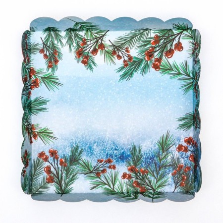 Cookie box, confectionery packaging, "bullfinch", 18 x 18 x 3 cm, new year-3