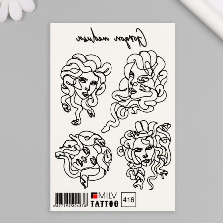 Tattoo on the body "Medusa Gorgon" 10x15 cm
