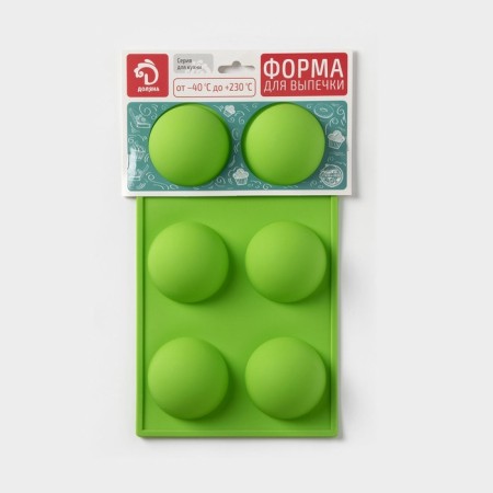 The form for baking is the “figure. Hemisphere ”, silicone, 27 × 18 × 3.5 cm, 6 cells (7x7x3.5 cm), color mix-7