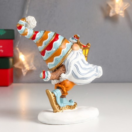 Polystone souvenir "Grandfather Frost on mini-bumps with a flashlight" 13.5x5x11.5 cm-2