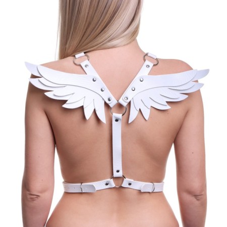 BDSM Podsm Oka-hips, with wings, on the chest, eco-leather, size OS, white