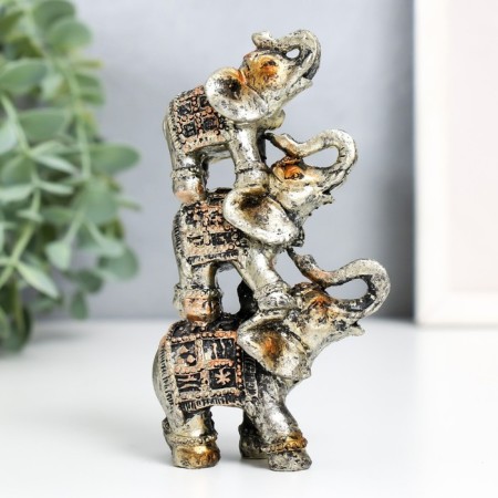 Polystone souvenir "Three Oleking Piramide Popon with ornament" 12x7.5x3.2 cm-3